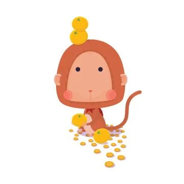 Lucky Monkey on White Background Stock Illustration