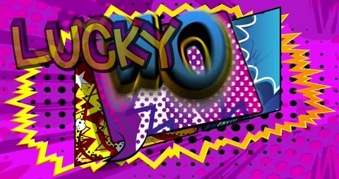 Lucky No. Comic Book Words Stock Footage 166329388