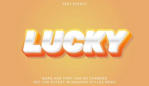 Lucky text effect in 3d style Stock Illustration