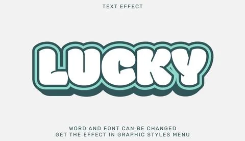 Lucky text effect template in 3d design Stock Illustration