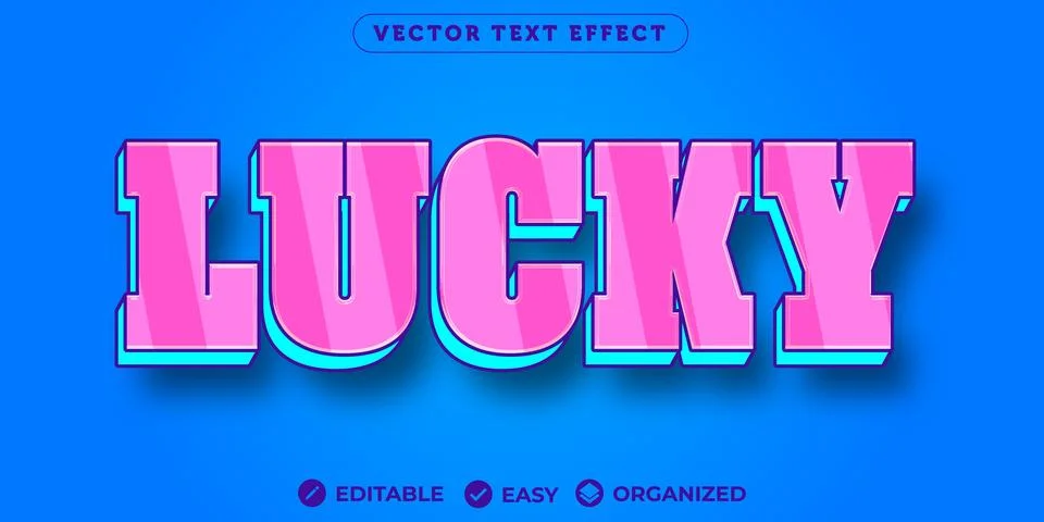 Lucky Text Effect,Fully Editable Font Text Effect Stock Illustration