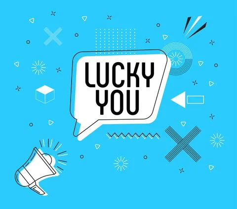 Lucky you in bubble vector on bright background. Comic speech bubble. 스톡 일러스트