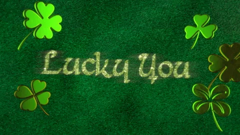 Lucky You with green shamrocks pattern Stock Footage 169736179