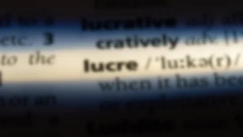 Lucre word in a dictionary. Stock Footage 99563080