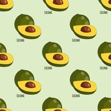 Lucuma fruit seamless botanical pattern background vegan eggfruit tropical food イラスト素材