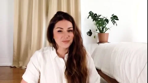 Lucy Pinder is interviewed on zoom call for movie 'Me, Myself &amp; Di' - 2021 Stock Footage 157439355