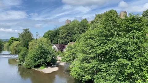 Ludlow Castle and the River Teme,  Ludlow, Shropshire, England, UK Video stock 279090996