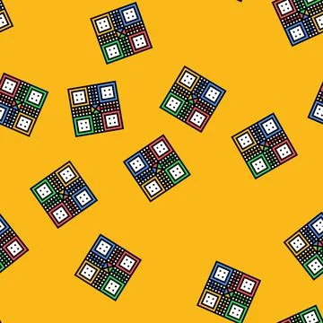 Ludo board board table vector seamless pattern Stock Illustration