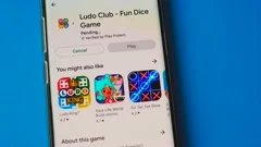 mobile game Ludo Club is launched on a s, Stock Video