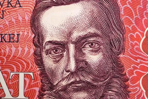 Ludovit Stur a closeup portrait from old Czechoslovak money Stock Photos