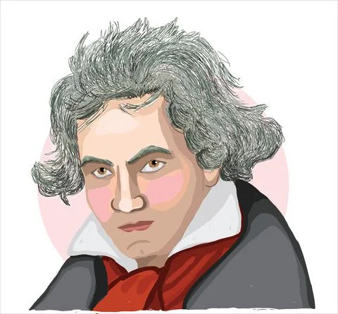 Ludwig van Beethoven' vector sketch portrait famous Stock Illustration