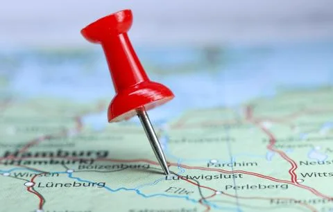 Ludwigslust, Germany pin on map Stock Photos