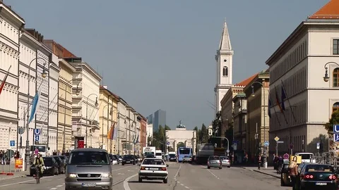 Ludwigstrasse in Munich (Germany) Stock Footage