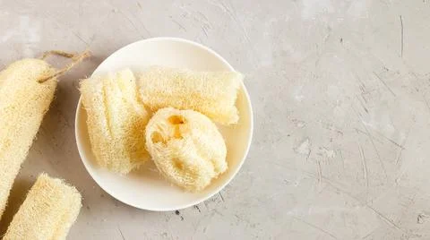 Luffa sponge for zero waste dish washing Stock Photos