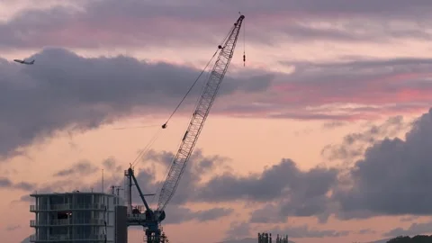A Luffing Jib Tower Crane On A Construction Project In Surfers Paradise Suburb Stock Footage 336245237