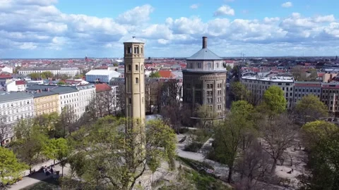Luftansicht Park am Wasserturm Berlin Prenzlauer Berg Video stock 160316478