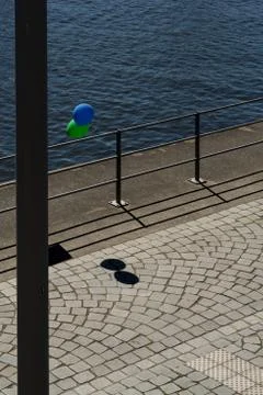 Luftbalons an der elbe Stock Photos