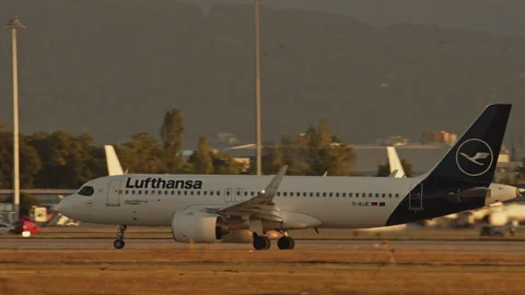 Lufthansa Airbus A-320 at Sofia Airport, Bulgaria Video stock 264947772