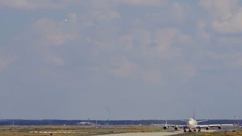 Lufthansa Airbus accelerates to take off Video stock 117096927
