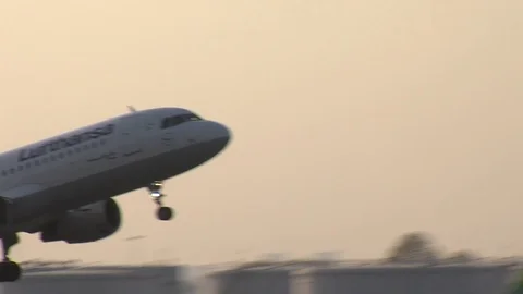 Lufthansa airplane taking off Stock Footage 89113985