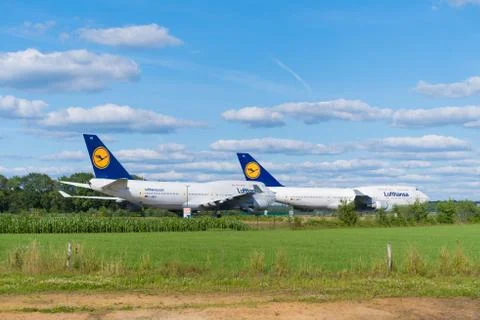 Lufthansa airplanes Stock Photos