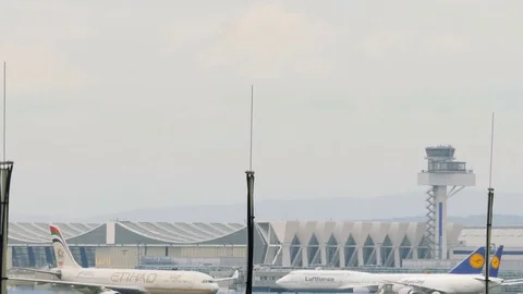 Lufthansa Cargo MD-11 taking off at the Frankfurt am Main airport Stock Footage 79022446