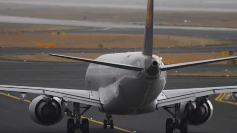 Lufthansa CityLine Embraer 190 D-AECB taxiing at Frankfurt rear view Stock Footage 346850926