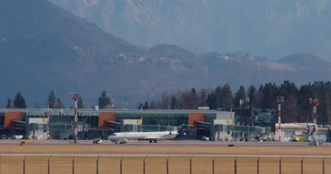 Lufthansa CityLine passenger airplane vacating the runway Stock Footage 225092609