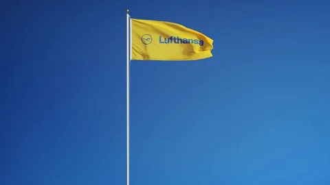 Lufthansa company flag in slow motion, editorial animation Stock Footage 72853044