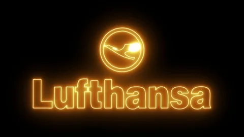 Lufthansa Logo With Neon Lights Stock Footage 105339544
