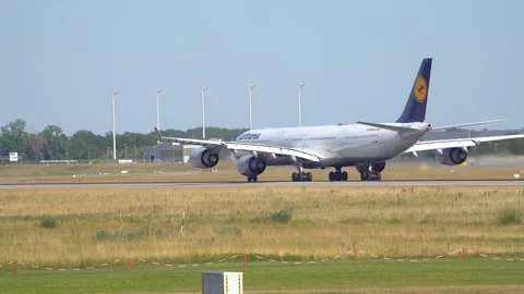 Lufthansa passenger airplane taking off at Munich Aerodrome Stock Footage 249678668