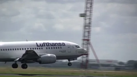 Lufthansa plane landing Stock Footage 7732749