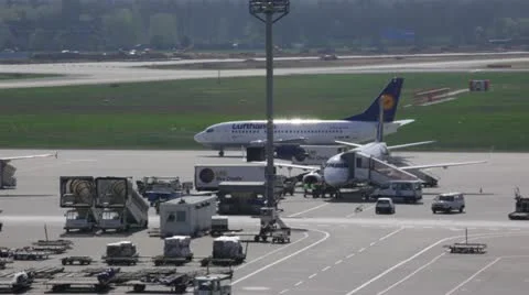 Lufthansa Plane Tarmac 2 Stock Footage 11875769