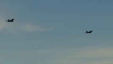 Luftwaffe Eurofighter pair flypast Stock Footage 98209116