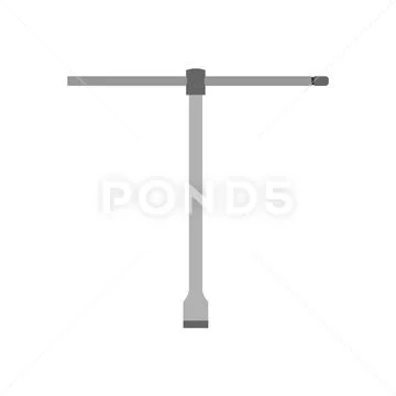 Lug steel wrench vehicle maintenance workshop illustration. Car silver brace Stock Illustration