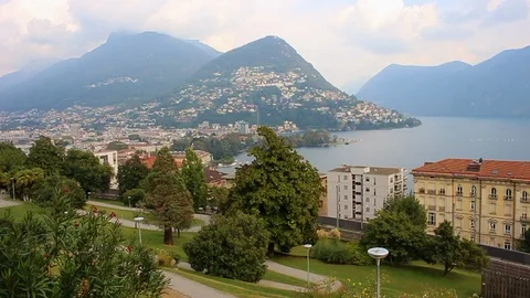 Lugano on a cloudy day Stock Footage 116508831