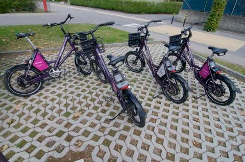 Lugano's sharing E-bikes (publibikes) Stock Photos