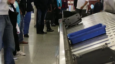 Luggage on Airport Carousel Stock Footage 44320674