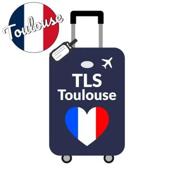 Luggage with airport station code IATA or location identifier and destination Stock Illustration