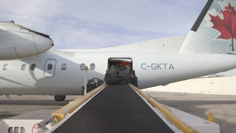 Luggage Being Loaded on to a Plane Stock Footage 148691897