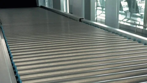 Luggage is being transported to the checking area Stock Footage 70000281