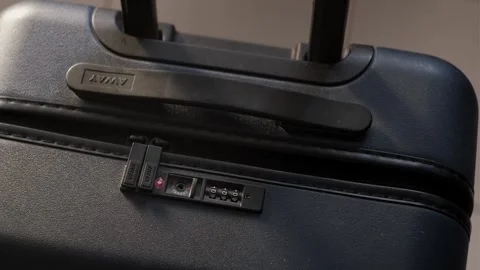 Luggage With Built-in TSA-approved Combination Lock. High Angle Shot Stockbeeldmateriaal 327494336
