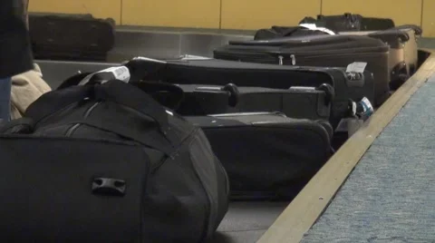 Luggage on carousel tight Stock Footage 1256777