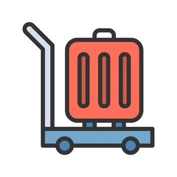 Luggage Cart icon vector image. Illustrazione stock