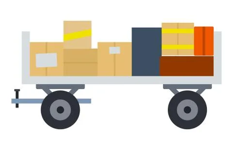 Luggage cart vector flat material design isolated object on white background. Illustrazione stock