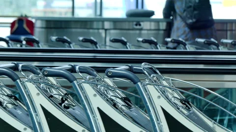 Luggage carts moving Stock Footage 67167326