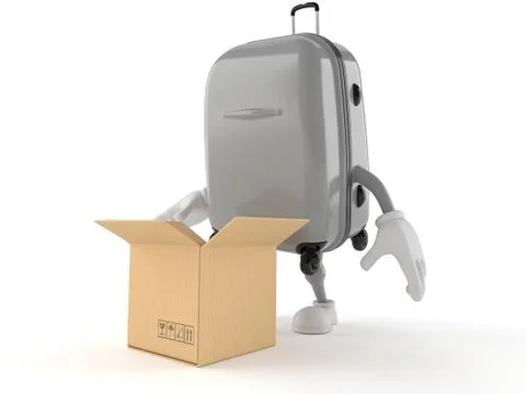 Luggage character with open box Illustration