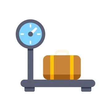 Luggage checking scale measuring travel bag weight Illustration
