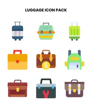 Luggage Flat Graphics Icons Pack Stock Illustration