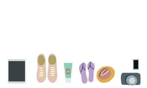Luggage flatlay top view. Stock Illustration